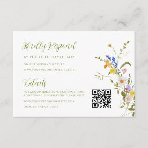 Whimsical Garden Wildblume Hochzeit RSVP Details Begleitkarte