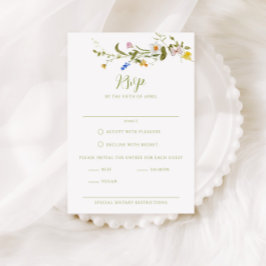 Whimsical Garden Wildblume Wedding RSVP Karte