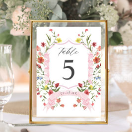 Whimsical Garden Wildblume Wedding Tischnummer