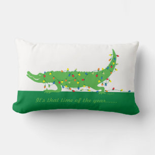 Whimsical Gator in Lights Throw Kissen