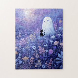 Whimsical Geist und Katze in Twilight Meadow