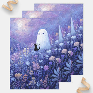 Whimsical Geist und Katze in Twilight Meadow Geschenkpapier Set