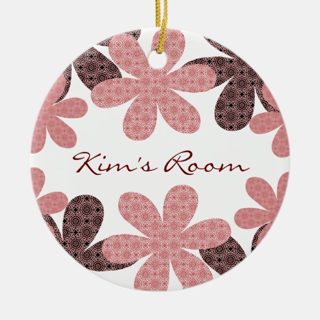 Whimsical Gemusterte Blume Door Hanger Ornament (Vorne)