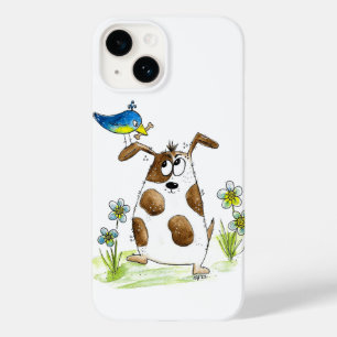 Whimsical Gepunktet Dog with Bird Case-Mate iPhone 14 Hülle