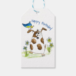 Whimsical Gepunktet Dog with Bird Geschenkanhänger