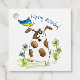 Whimsical Gepunktet Dog with Bird Geschenkanhänger