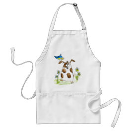 Whimsical Gepunktet Dog with Bird Schürze