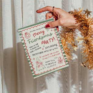 Whimsical gestreifte Friendsmas-Weihnachtsfeier Einladung