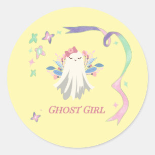 Whimsical Ghost Girl Fun Pastel Halloween-Party Runder Aufkleber