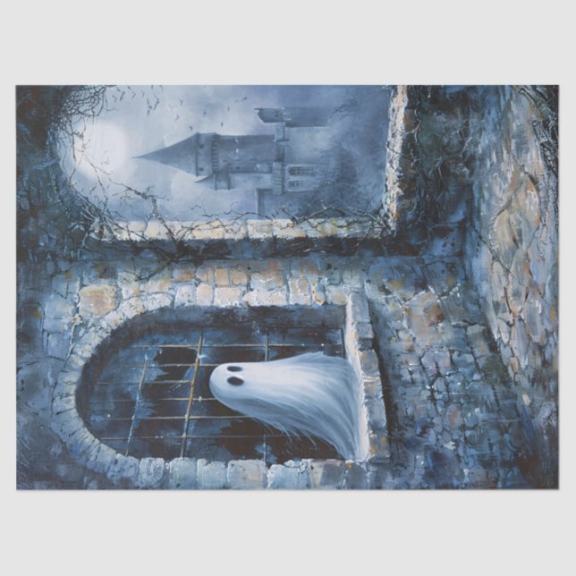 Whimsical Ghost Spuk Castle Entdeckungsreise Seidenpapier (Vorderseite)