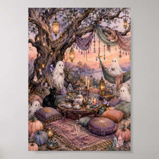 Whimsical Ghosts Tea Party Herbst Whimsigoth Kunst Poster