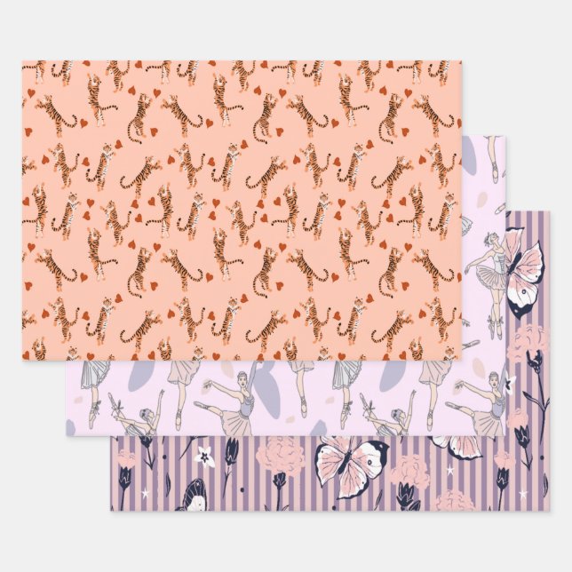 Whimsical Gift Wrap für sie (Set von 3) Geschenkpapier Set (Set)