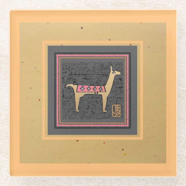 Whimsical Giftable Llama Glasuntersetzer (Vorderseite)