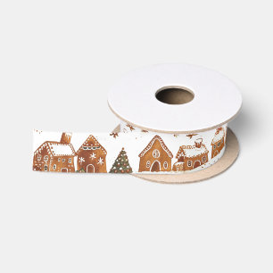 Whimsical Gingerbread Häuser Weihnachtsdorf Satinband