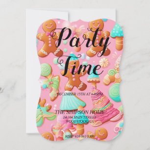 Whimsical Gingerbread Mann Weihnachtseinladung Einladung