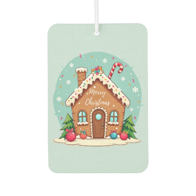 Whimsical Gingerbrett Weihnachtslandschaft im Haus Autolufterfrischer (Vorderseite)
