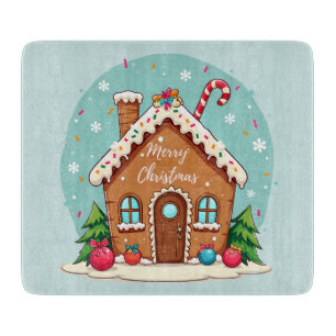 Whimsical Gingerbrett Weihnachtslandschaft im Haus Schneidebrett