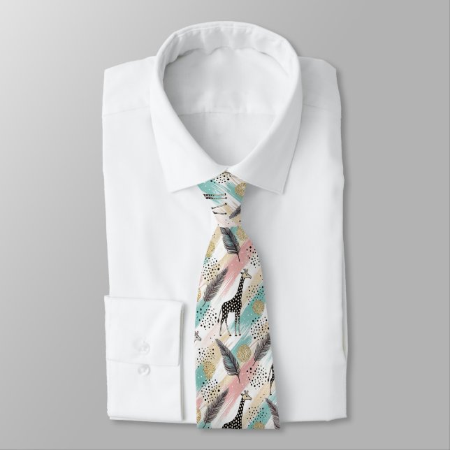 Whimsical Giraffe Polka Dot Pattern - Pastel Krawatte (Gebunden)