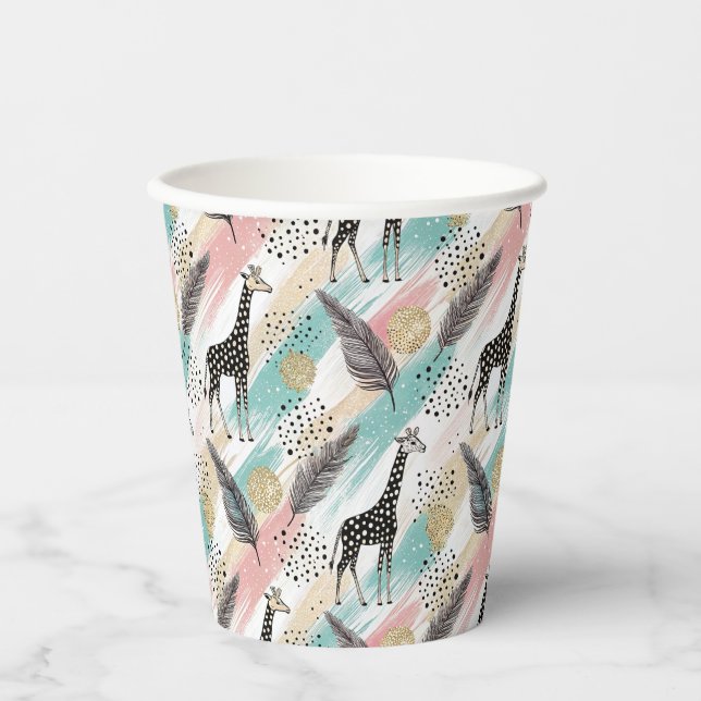Whimsical Giraffe Polka Dot Pattern - Pastel Pappbecher (Vorderseite)