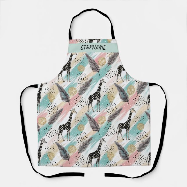 Whimsical Giraffe Polka Dot Pattern - Pastel Schürze (Vorderseite)