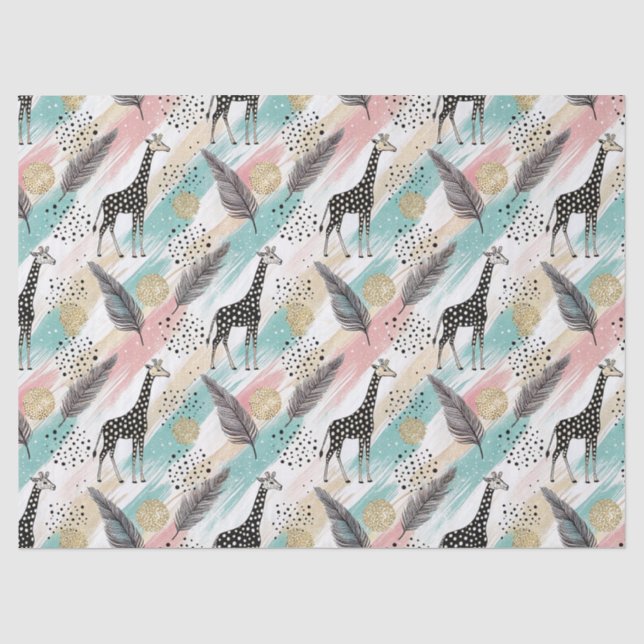 Whimsical Giraffe Polka Dot Pattern - Pastel Seidenpapier (Vorderseite)
