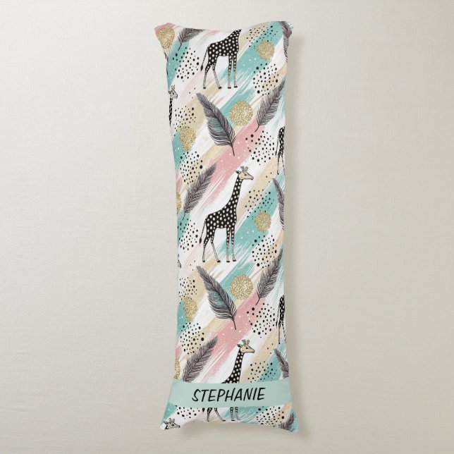 Whimsical Giraffe Polka Dot Pattern - Pastel Seitenschläferkissen (Vorderseite Vertikal)