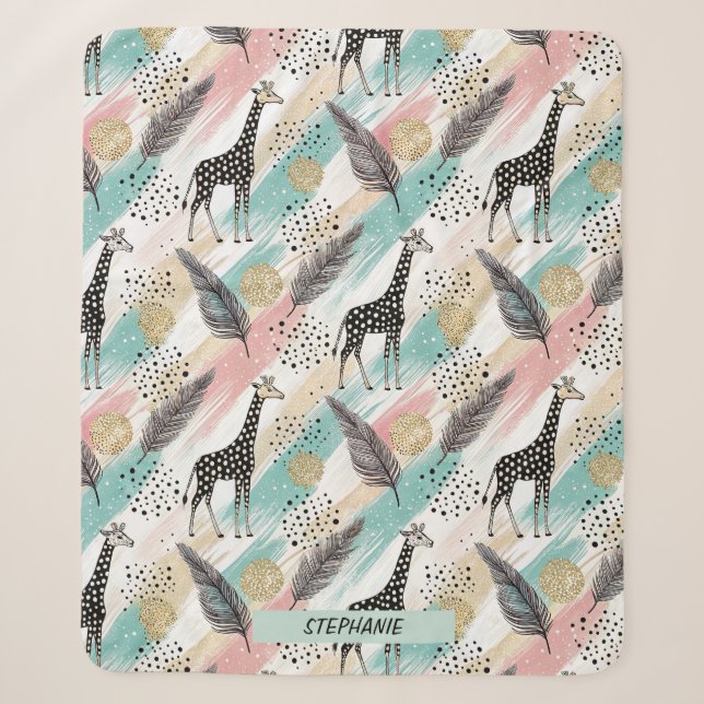 Whimsical Giraffe Polka Dot Pattern - Pastel Sherpadecke (Vorderseite)
