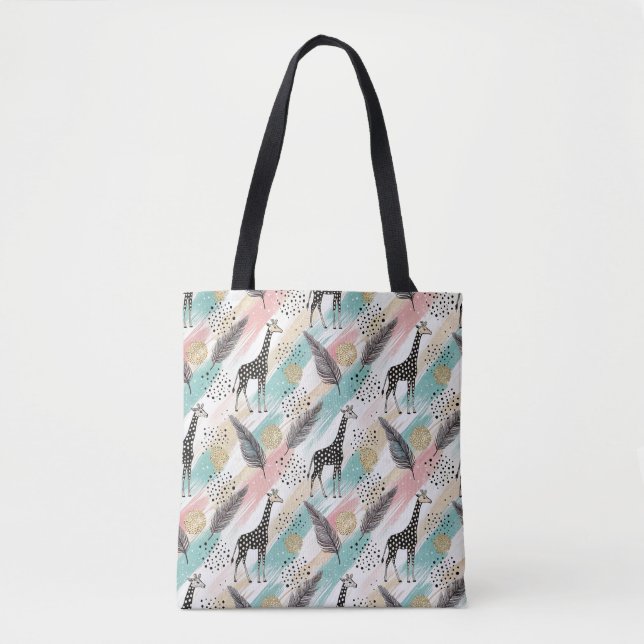 Whimsical Giraffe Polka Dot Pattern - Pastel Tasche (Vorderseite)