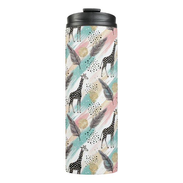 Whimsical Giraffe Polka Dot Pattern - Pastel Thermosbecher (Vorderseite)