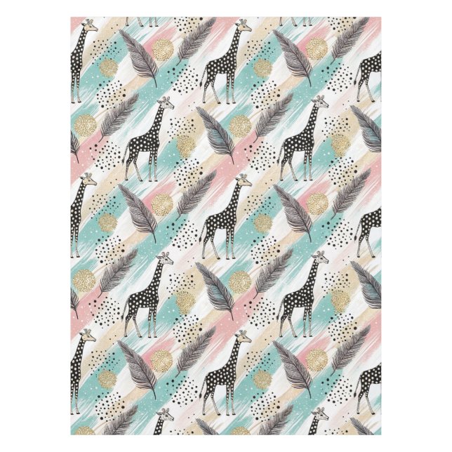 Whimsical Giraffe Polka Dot Pattern - Pastel Tischdecke (Vorderseite)