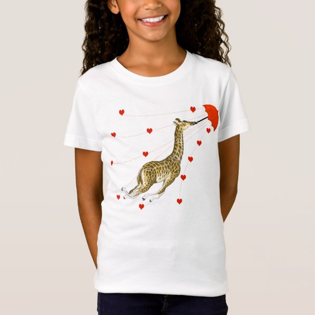 Whimsical Giraffe Rotes Herz T - Shirt (Vorderseite)