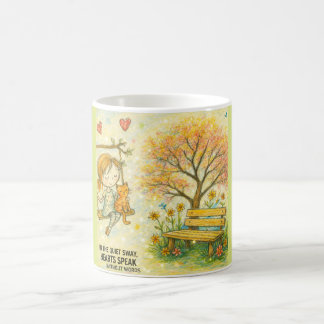 Whimsical Girl and Orange Cat Garden Mug