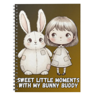Whimsical Girl and Patchwork Bunny Notebook Notizblock