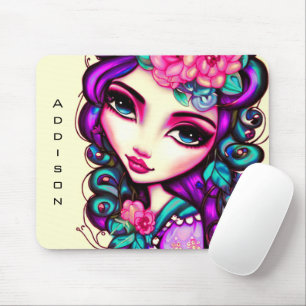 Whimsical Girl Artistic Mouse Pad Mousepad