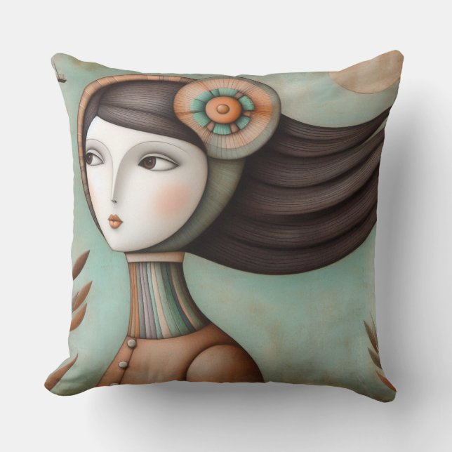 Whimsical Girl Doppelsid Square Kissen (Vorderseite)