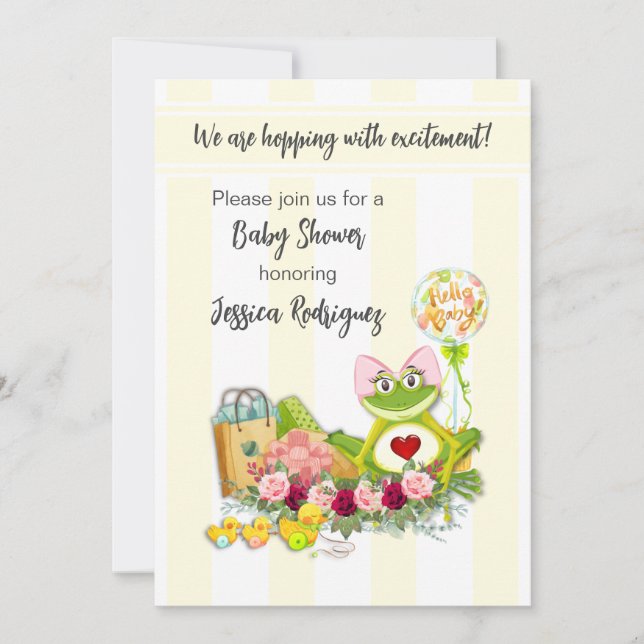 Whimsical Girl Frog Baby Shower Einladung (Vorderseite)