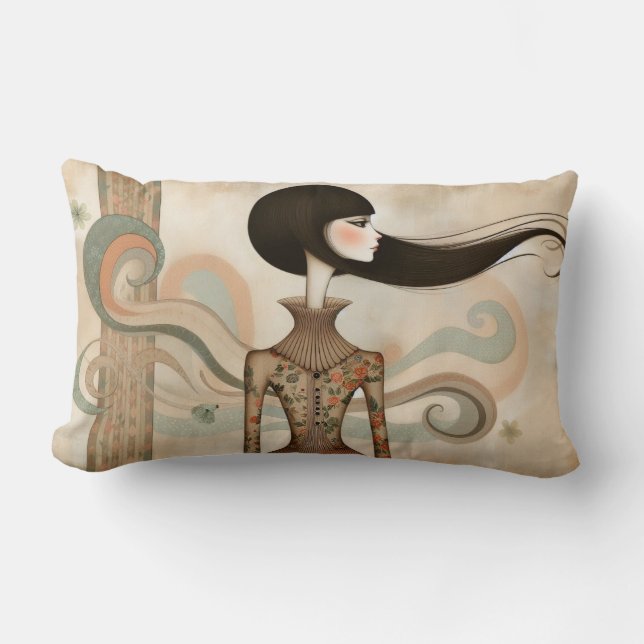 Whimsical Girl Lumbar Cushion Lendenkissen (Vorderseite)
