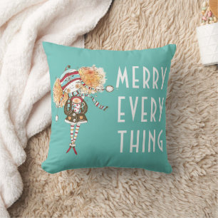 Whimsical Girl Merry alles Weihnachten Kissen