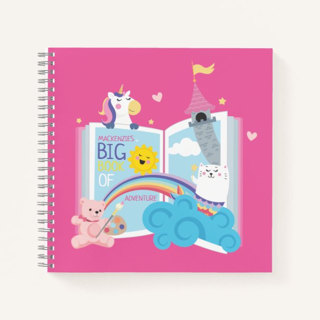 Whimsical Girl Spiral Sketch and Writing Notebook Notizbuch (Vorderseite)