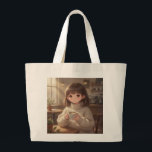 Whimsical Girl with Coffee Tote Bag Jumbo Stoffbeutel<br><div class="desc">Whimsical Girl with Coffee Tote Bag Carry your essentials in style with this Whimsical Girl Tote Bag. This tote features a charming and imaginative illustration of a whimsical girl designed with soft colors and playful artistic elements. perfect for shopping, books, errands, or everyday use, it combines creativity and practicality in...</div>