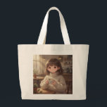 Whimsical Girl with Coffee Tote Bag Jumbo Stoffbeutel<br><div class="desc">Whimsical Girl with Coffee Tote Bag Carry your essentials in style with this Whimsical Girl Tote Bag. This tote features a charming and imaginative illustration of a whimsical girl designed with soft colors and playful artistic elements. perfect for shopping, books, errands, or everyday use, it combines creativity and practicality in...</div>