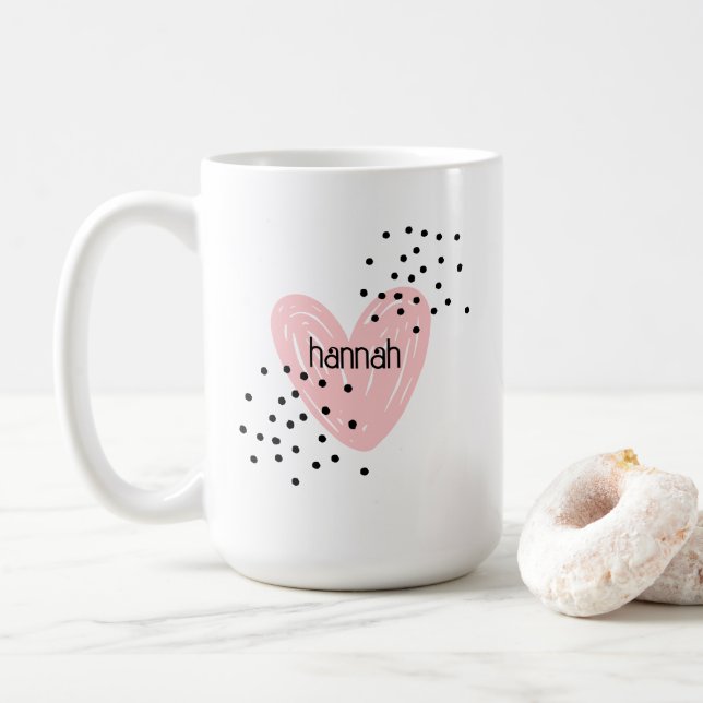 Whimsical Girls Coeur mignonne Mug Customisé (Avec donut)