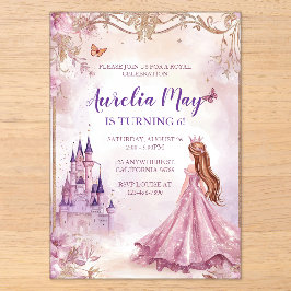 Whimsical Girls Princess Pink und Gold zum Geburts Acryleinladungen