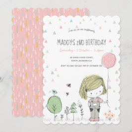 Whimsical Girls Toddlers Invitation Anniversaire