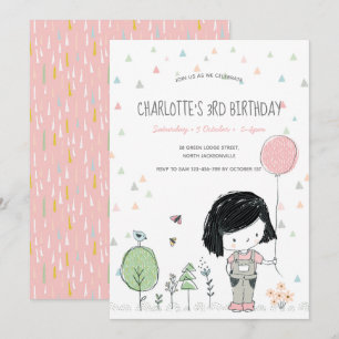 Whimsical Girls Toddlers Invitation Anniversaire