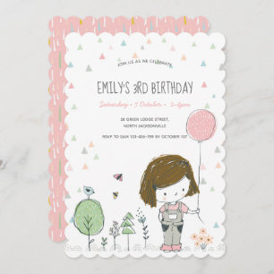 Whimsical Girls Toddlers Invitation Anniversaire