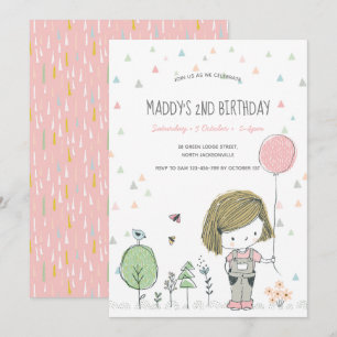 Whimsical Girls Toddlers Invitation Anniversaire