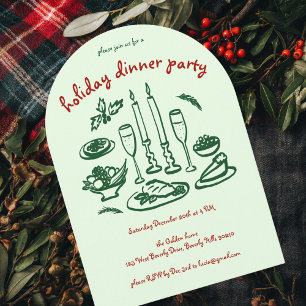Whimsical Girly Holiday Dinner Party Arte Xmas Einladung