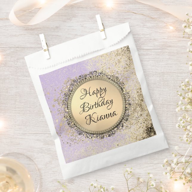 Whimsical Glittery Stars auf dem Lavendel Personal Geschenktütchen (Ausgeschnitten)