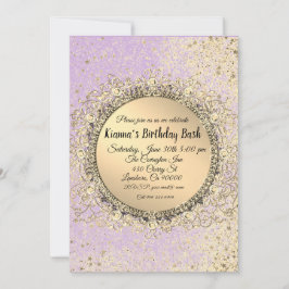 Whimsical Glittery Stars Lavender Birthday